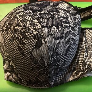 Cacique Black and White Lace Bra